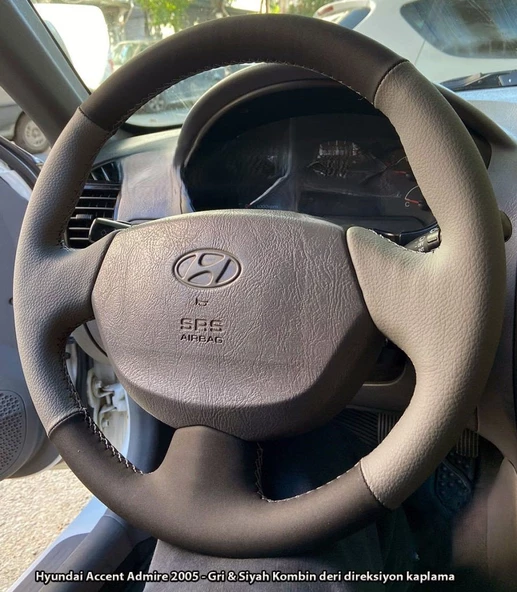 Hyundai Accent Admira Araca Özel Direksiyon Kılıfı Gri Nubuk - 2
