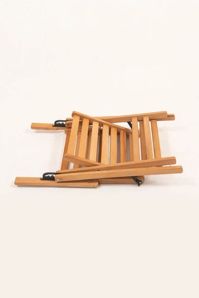 Minderli Loretta Masa Sandalye Seti 4+1 Ahşap Bahçe Balkon Teras Katlanır Set 120x70 cm - 7