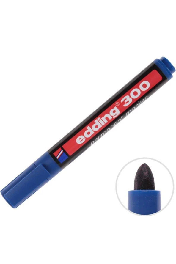 Edding Markör Permanent Yuvarlak Uçlu 1.5-3 MM Mavi 300 (1 Paket 10 Adet)