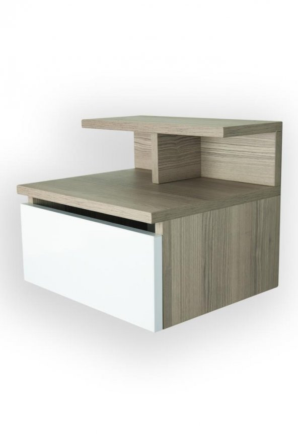 Çok Amaçlı Başucu Komodin Şifonyer Raf Ahşap Mini Organizer Yatak Odası Duvara Monte Komidin - 3