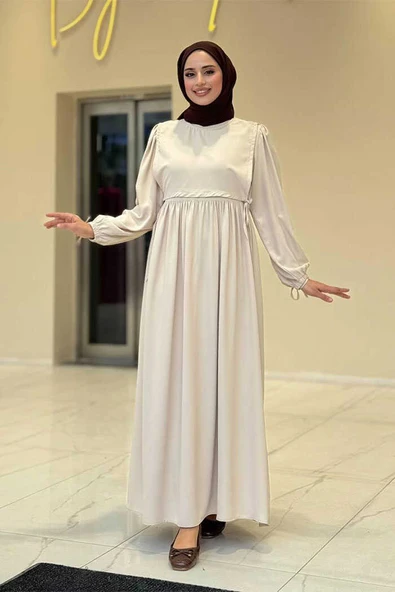Çift Katlı Bağlama Detay Elbise 6003 Taş