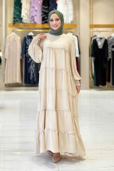 Katlı Salaş Elbise 6023 Taş