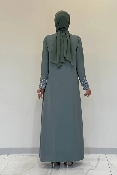 Taş İşleme Detaylı Yelekli Elbise Takım 3838 Mint - Resim 2