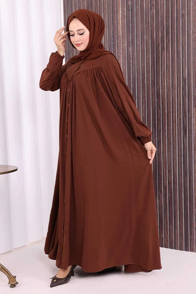 Robalı Britli Ferace 6022 Kahverengi - Resim 3