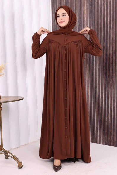 Robalı Britli Ferace 6022 Kahverengi - Resim 2