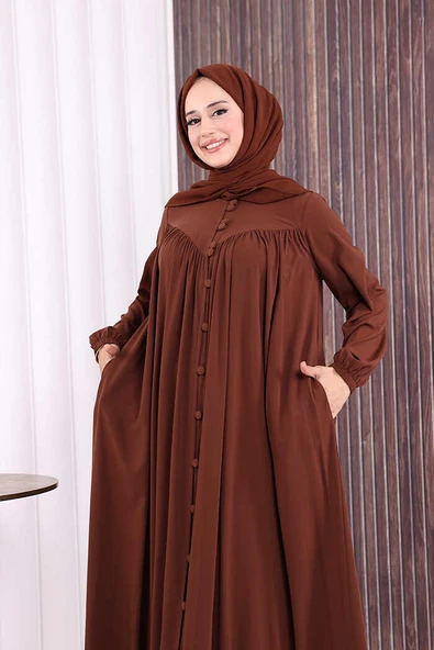 Robalı Britli Ferace 6022 Kahverengi - Resim 5