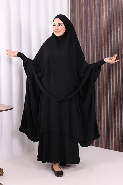 Sufleli Cilbab 6024 Siyah - Resim 2