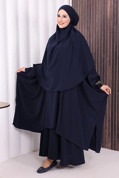 Sufleli Cilbab 6024 Lacivert - Resim 4