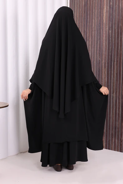 Sufleli Cilbab 6024 Siyah - Resim 4