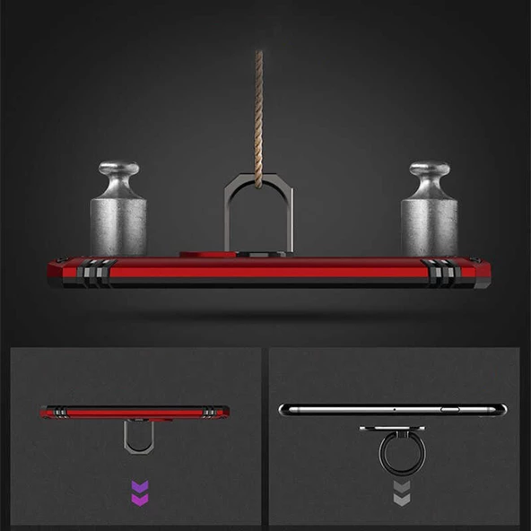 Samsung Galaxy A51 Kılıf Vega Tank Sert Yüzüklü Standlı Zırh Koruma Kapak - Resim 6