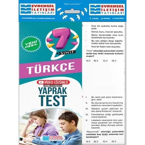 Evrensel İletişim 7.Sınıf Yeni Nesil Türkçe Yaprak Test