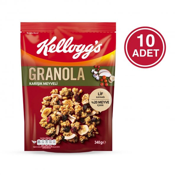 Kelloggs Granola Meyveli 340 Gr 10 Adet