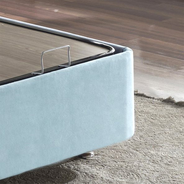 Niron Cozy 100x200 Tek Kişilik Yatak Seti - Mavi Kumaş Baza, Başlık ve Yatak Takımı - 3