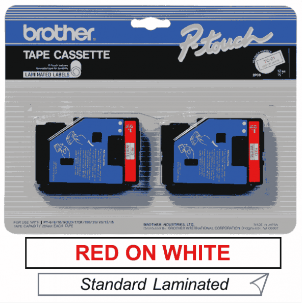 Brother TC-21 TZE-232 12mm Beyaz Üzeri Kırmızı Etiket İkili Paket