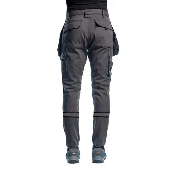 Şensel, Reflektörlü Çok Cepli İş Pantolonu, Gri-Siyah -54E3037- - 4
