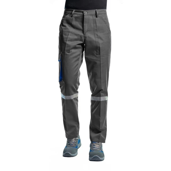 Şensel, Reflektörlü İş Pantolonu, Gri-Saks, Komando Cepli -54E3396- - 2