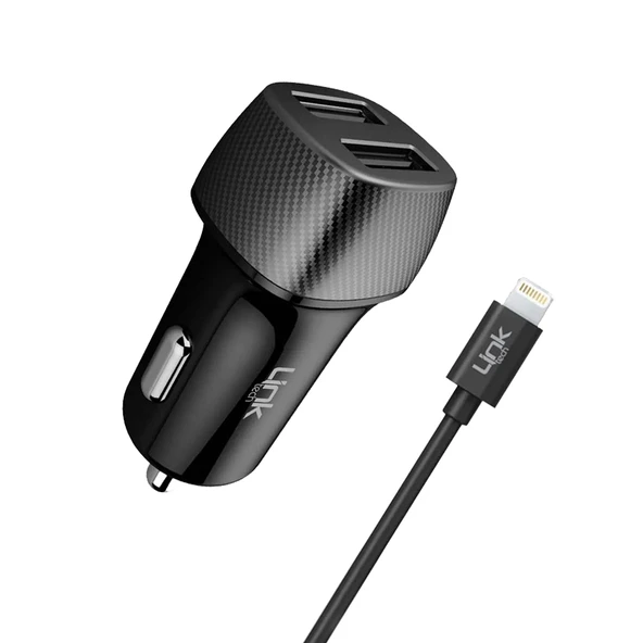 LinkTech C492 Araç Şarj Aleti ve Lightning USB Kablo Set 2.4A 2x USB - 2