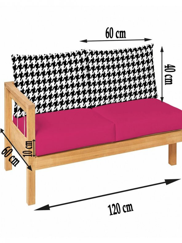 Fuşya Palet Yer Bahçe Sedir Minderi 60-120-10 cm Geniş Fermuarlı - 1