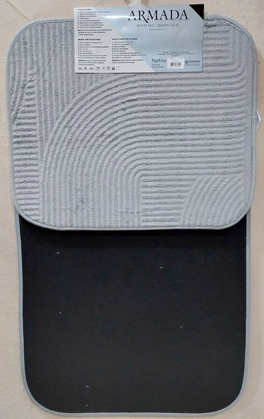 Armada Kaymaz Taban 2li Banyo Seti, Klozet Takımı-Gri - 2