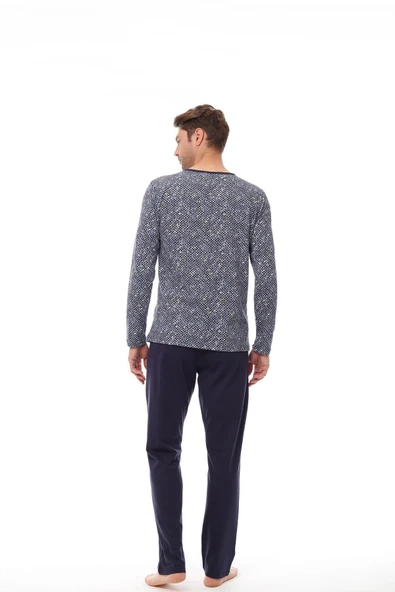 Pijadore 1535 Erkek Lacivert Uzun Kollu Pijama Takım - 2