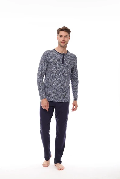 Pijadore 1535 Erkek Lacivert Uzun Kollu Pijama Takım