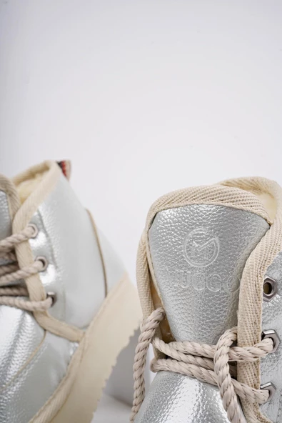 Muggo PUFFY Garantili Kalın Taban İçi Tüylü Bağcıklı Günlük Mini Yarım Çocuk Bot - 12