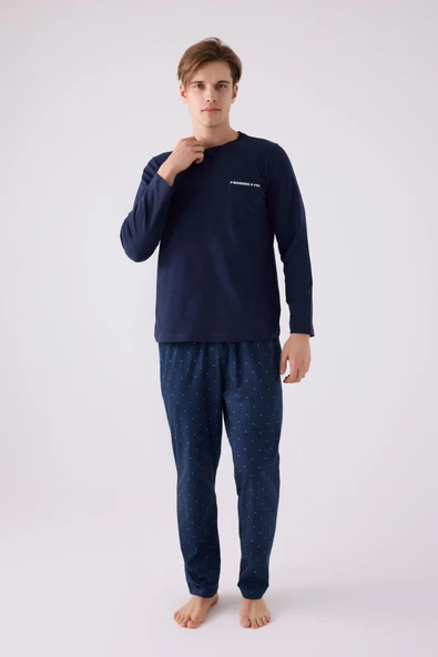 Arnetta 3146 Erkek Mornig Vibes Lacivert Uzun Kol Pijama Takım - 2