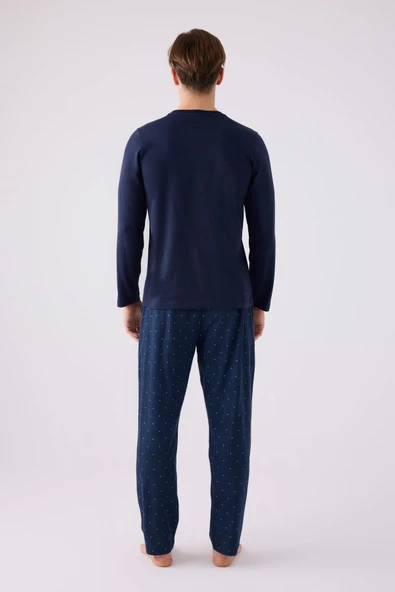 Arnetta 3146 Erkek Mornig Vibes Lacivert Uzun Kol Pijama Takım - 5