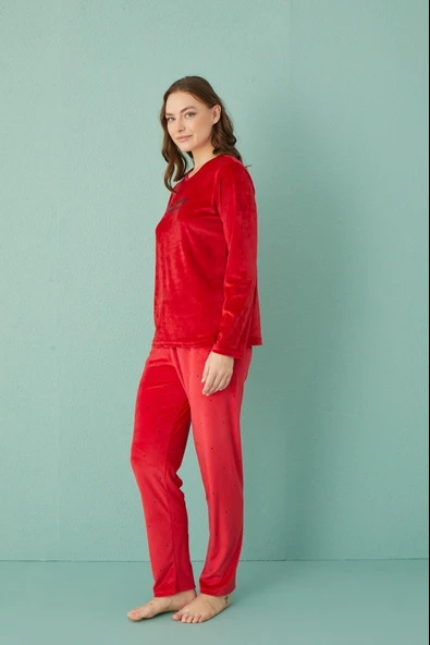 Gd Goldoremi 13312-6 Kadın Good Morning Beautiful Kadife Pijama Takım - 3