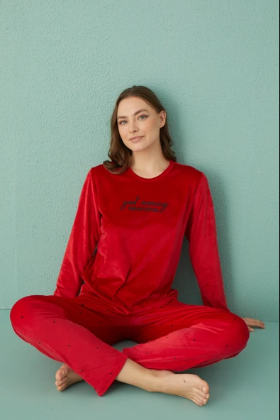 Gd Goldoremi 13312-6 Kadın Good Morning Beautiful Kadife Pijama Takım - 6