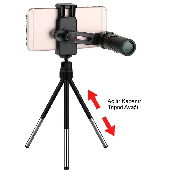 TriLine 2000x24 Zoom Monoküler Mini Taşınabilir HD Dürbün Su Geçirmez Tripod Telefon Tutacağı - 9