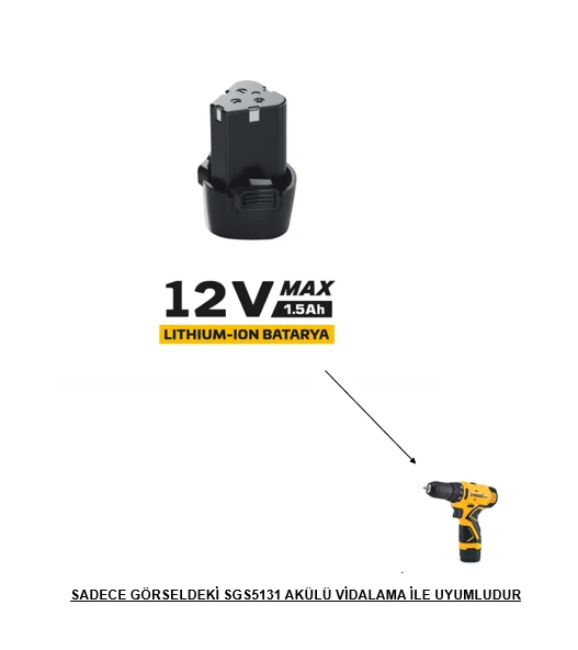 SGS PROFESYONEL AKÜLÜ VİDALAMA YEDEK BATARYA 12 VOLT(1.5Ah) - 2