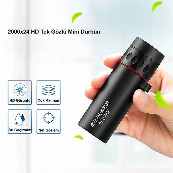TriLine 2000x24 Zoom Monoküler Mini Taşınabilir HD Dürbün Su Geçirmez Tripod Telefon Tutacağı - 2