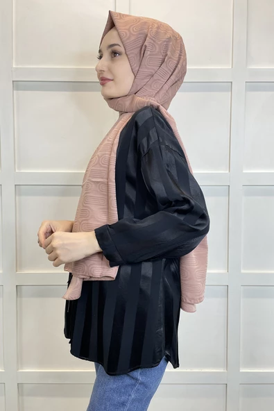 Cardion Capri Jakar Şal - Capri Kumaş Jakarlı Desenli Şal 01119 KOYU GÜL KURUSU - 2