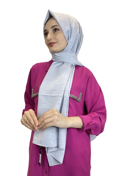 Cardion Capri Jakar Şal - Capri Kumaş Jakarlı Desenli Şal 01119 AÇIK GRİ