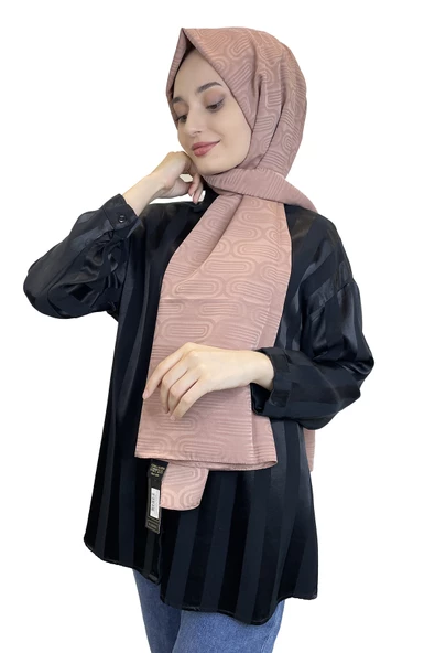 Cardion Capri Jakar Şal - Capri Kumaş Jakarlı Desenli Şal 01119 KOYU GÜL KURUSU