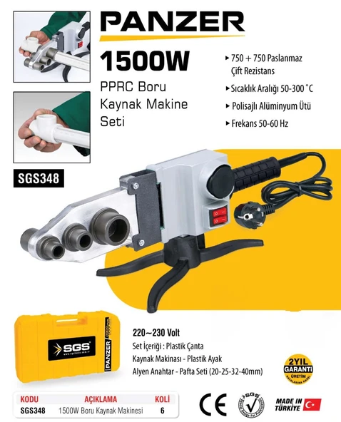 SGS PPRC BORU KAYNAK MAKİNA SETİ PANZER 1500W - Resim 2