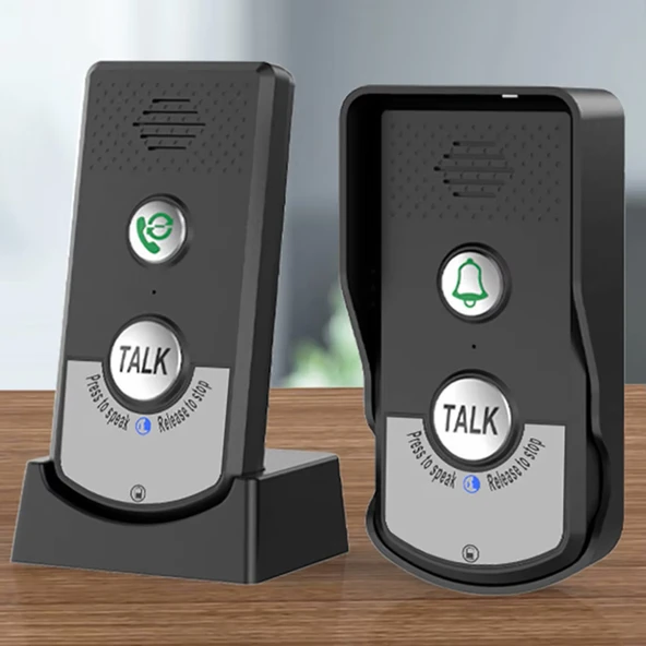 HyMark İnterkom Elektronik Kablosuz 2 Yönlü Ses İletimi Telsiz Uzun Menzilli Kablosuz Kapı Zili Ünitesi Su Geçirmez ürün görseli 1