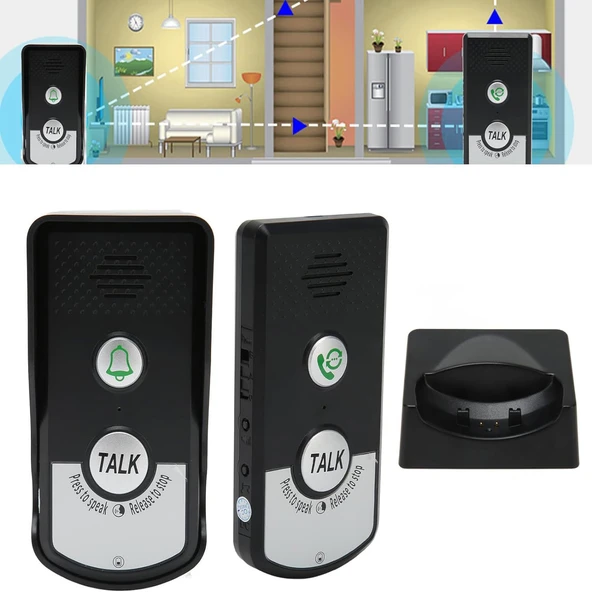 HyMark İnterkom Elektronik Kablosuz 2 Yönlü Ses İletimi Telsiz Uzun Menzilli Kablosuz Kapı Zili Ünitesi Su Geçirmez - Resim 4