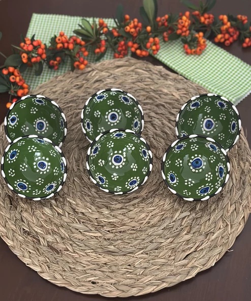 Yeşil Nazar Boncuğu 6lı Kase Çerezlik, Lokumluk, Sosluk - Resim 2