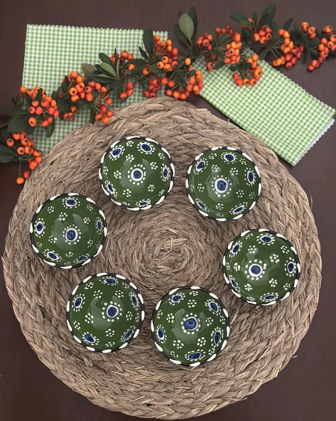 Yeşil Nazar Boncuğu 6lı Kase Çerezlik, Lokumluk, Sosluk - Resim 3