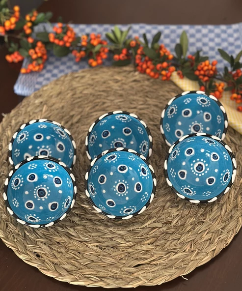 Mavi Nazar Boncuğu 6lı Kase Çerezlik, Lokumluk , Sosluk - Resim 3