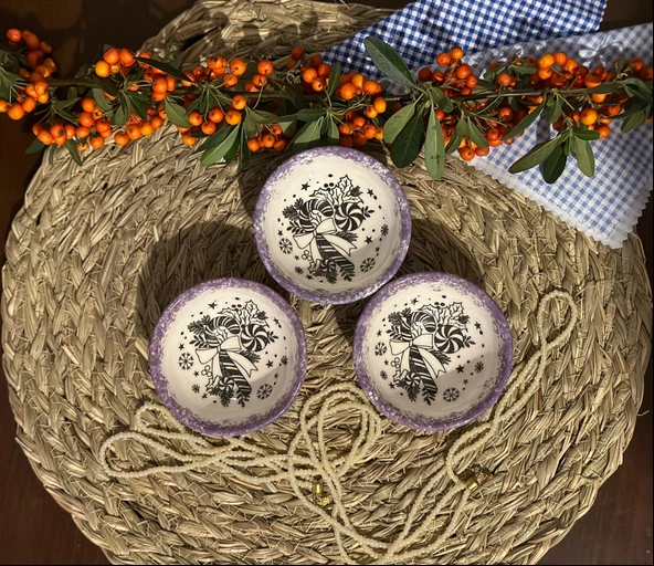 Yılbaşı ve Kış Temalı Baston Şeker Desenli Çerezlik, Lokumluk, Sosluk - Resim 3