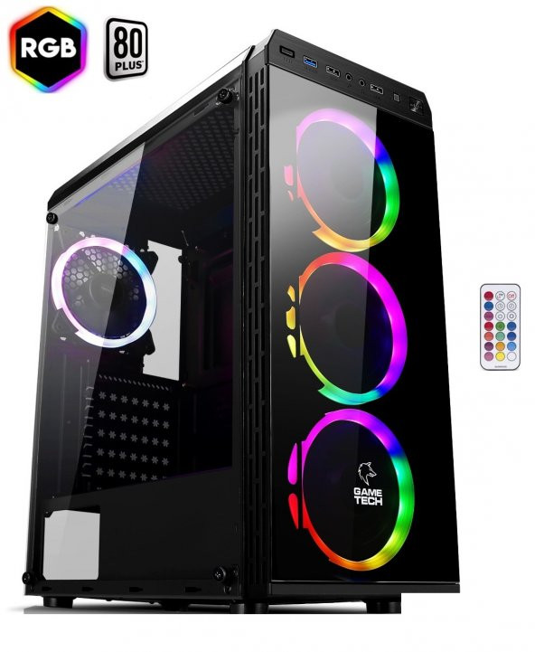 GAMETECH ZEUS 4x120mm RGB Fanlı Kumandalı Gaming Oyuncu Bilgisayar Kasası