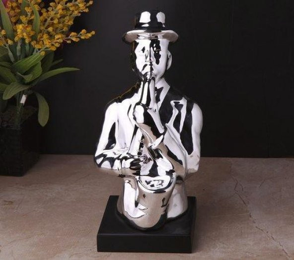 Roy Kıng Dekoratif Parlak Gümüş Obje 12*12*27