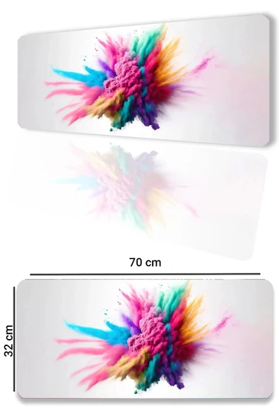 SonicTouch Duman Smoke Kaymaz Gaming Oyuncu Masaüstü Dikişsiz Yeşil Pembe Sarı Klavye Mouse Pad 32x70Cm ürün görseli