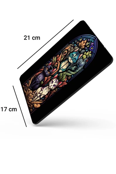 SonicTouch Vitray Chibi Kedileri Kaydırmaz Gaming Oyuncu Dikişsiz Siyah Mor Mouse Pad/Ped 17x21cm - 2