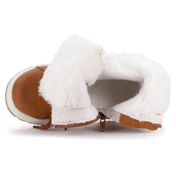 Vicco Alexis Hafif Unisex Fermuarlı Kahverengi Kürklü Kışlık Çocuk Botu - Resim 7