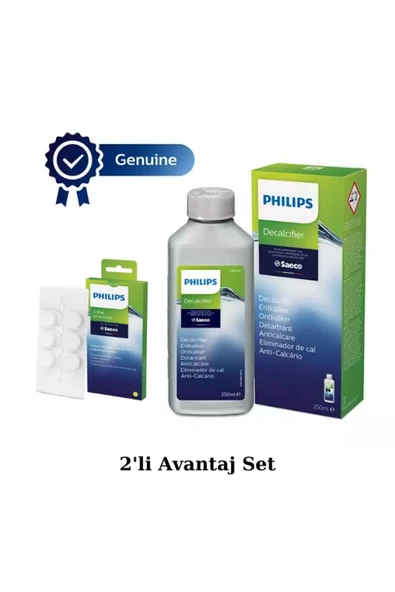 Philips CA6700 Espresso Makinesi Kireç Temizleme Solüsyonu - CA6704 Yağ Çözücü Tablet  Avantaj Set ürün görseli