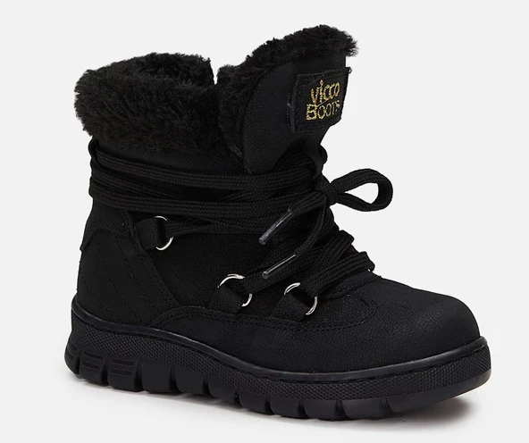 Vicco Kappa Hafif Unisex Siyah Kışlık Fermuarlı Kürklü Çocuk Botu ürün görseli
